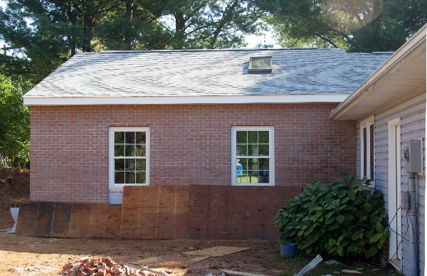 Completed roof and bricks