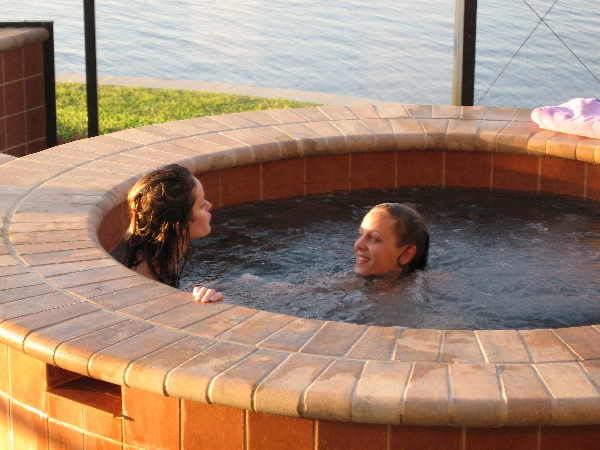 Sara and Laura in the Hot Tub