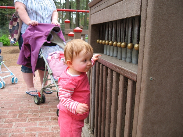 Walking along the railing