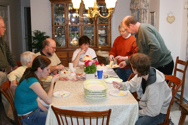 Serving Judy's Birthday Cake