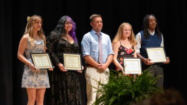 Mr. Cater and the Drama Award Students